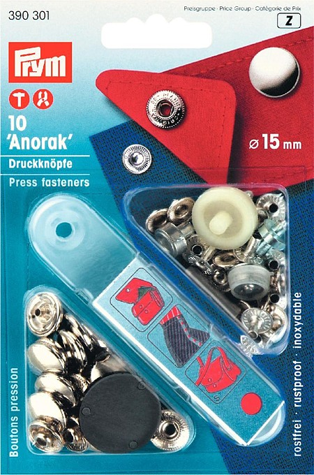 фото - 390301 Prym Кнопки "Anorak" серебристые 15мм