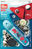 390301 Prym Кнопки "Anorak" серебристые 15мм